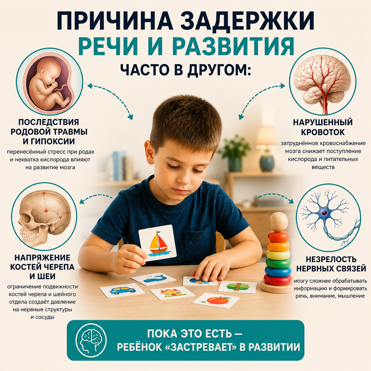 Специалист занимается развитием речи с ребёнком